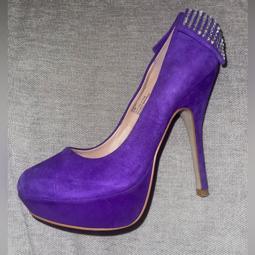 Steve Madden Purple Suede Crystal Accent High Heels
